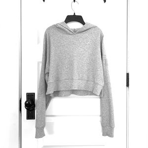 Christina Haack Alo Yoga Muse Ribbed Crop Hoodie